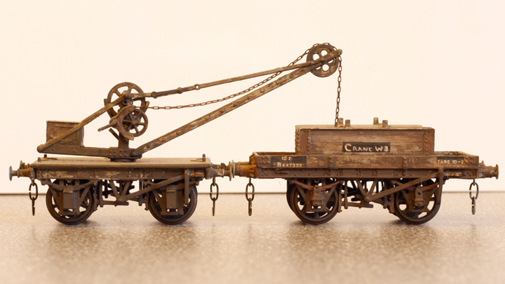 Small crane and match truck. EM. Unknown whitemetal kit.