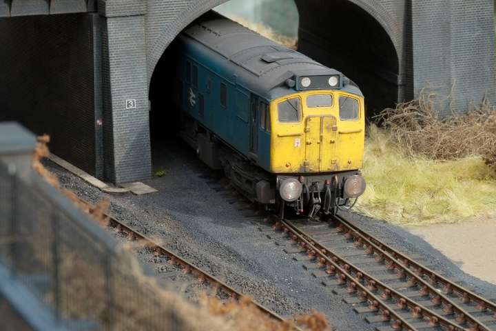 Class 31 emerging from under the bridge