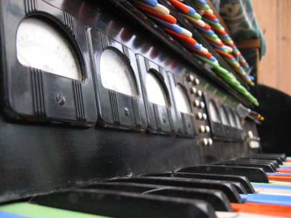 Photo of the Her Majesty's Light Console - close-up of meters