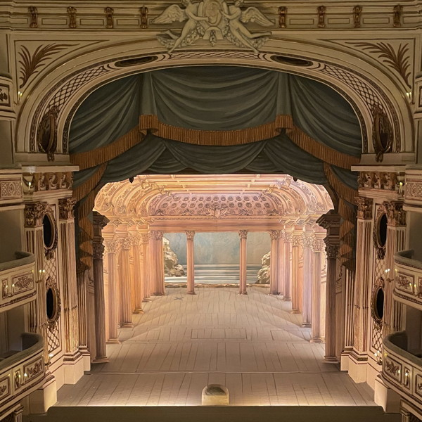 auditorium, proscenium arch and stage of a historic theatre