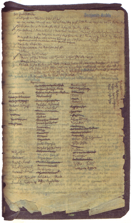 Facsimile page from a Benjamin notebook